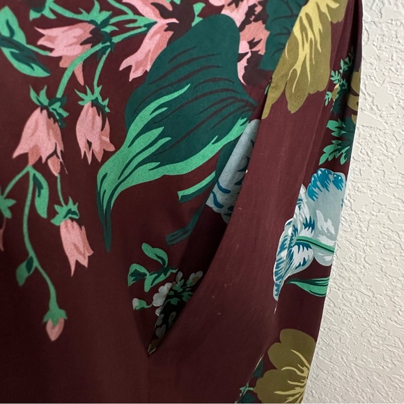 Tuckernuck Women Cotton Oxblood Blue Floral Alice Ruffled Collared Dress Size S - Picture 8 of 14